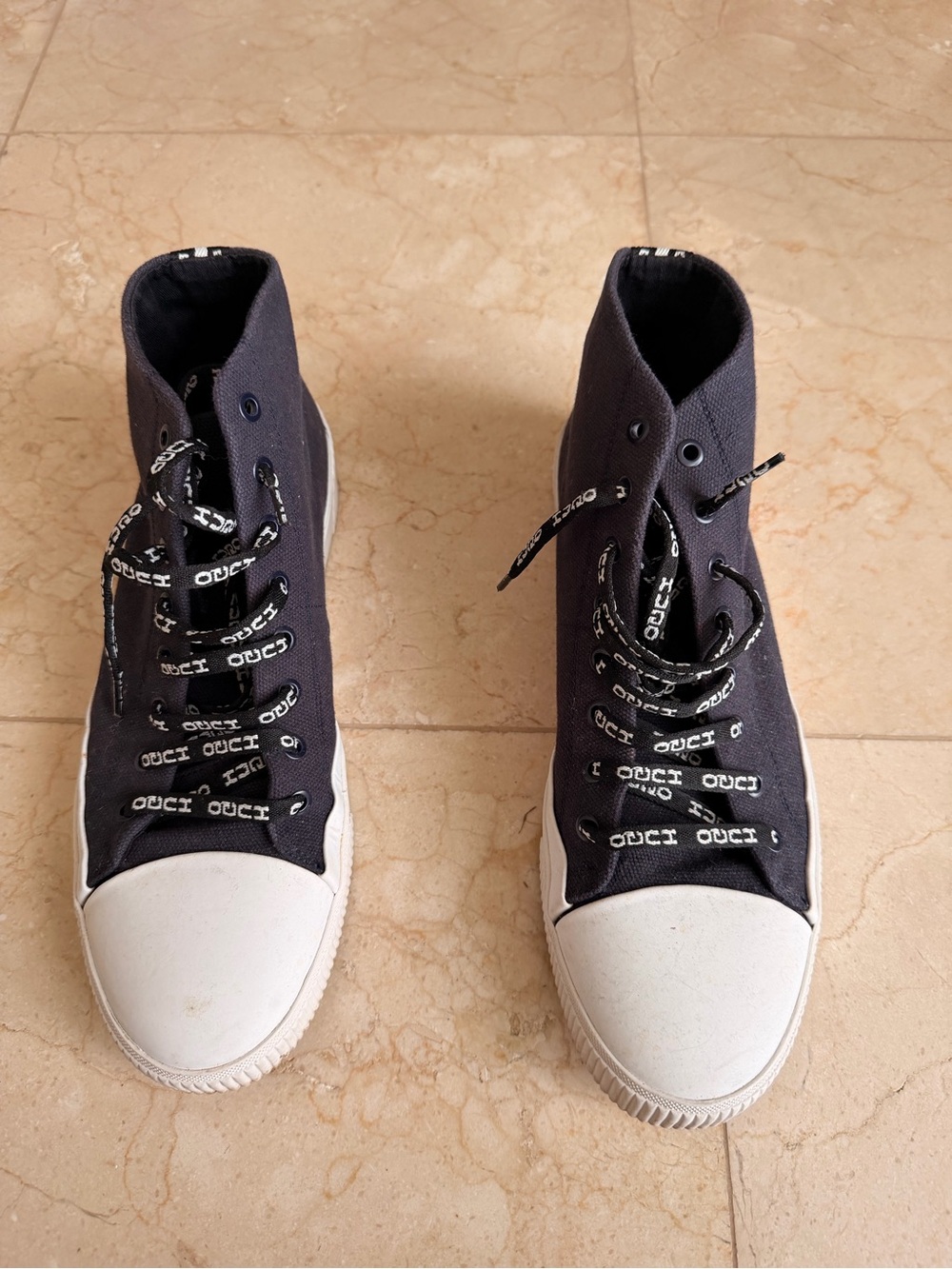 High-Top Canvas Sneakers in Black and White